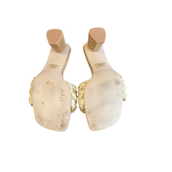 Steve Madden Saged Raffia Braided Block Heel Mule Sandals Size 8-3" Heel - Picture 5 of 7